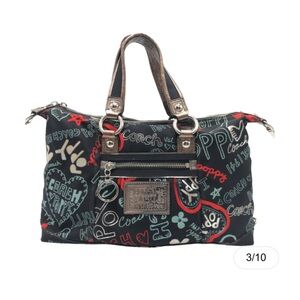Coach Black and Red Graphic Satchel